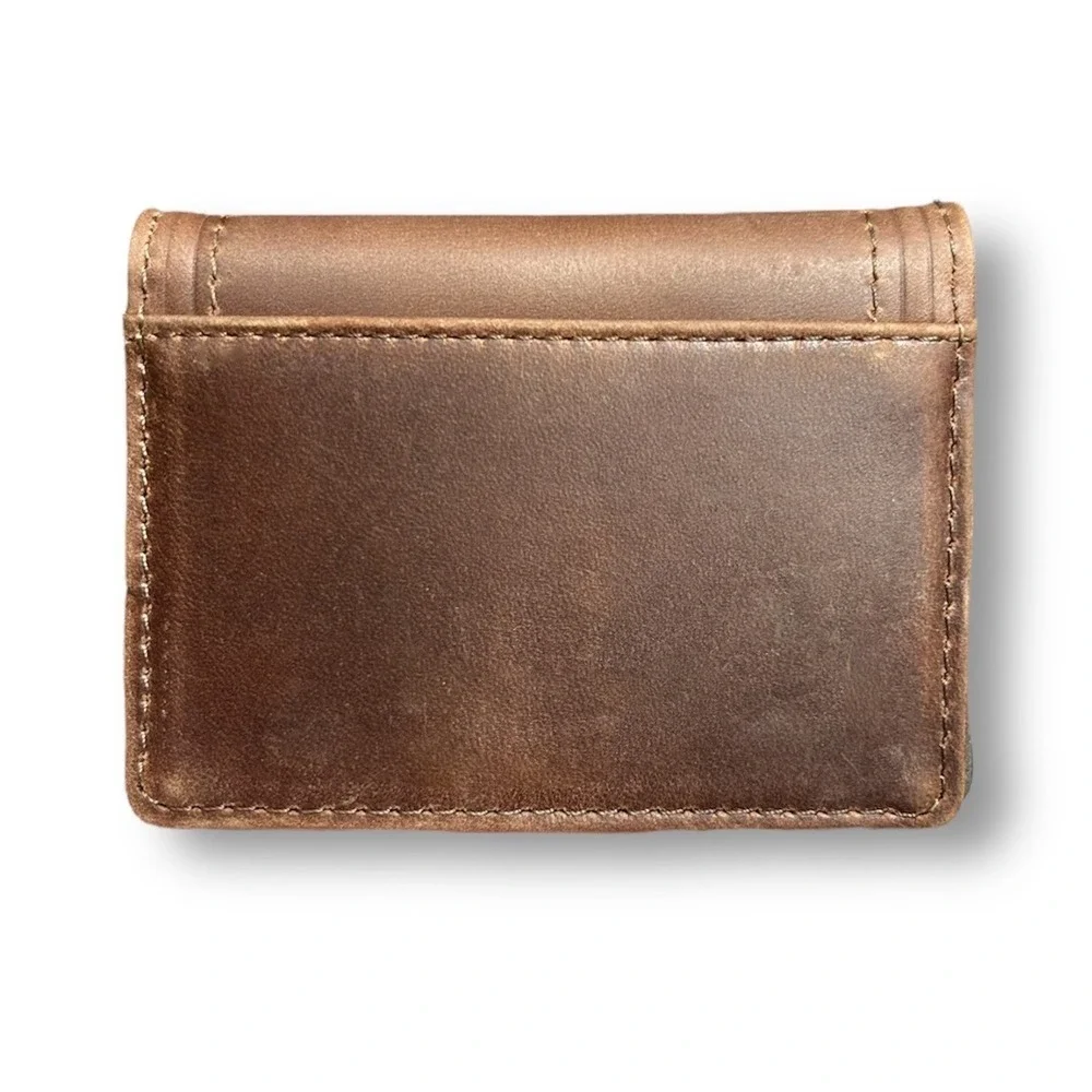 New Justin Brown Leather Card‎ Wallet RFID Bifold Logo Embossed Western Rodeo
